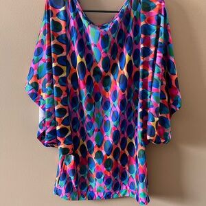 Trina Turk Multicolored Kaleidoscope Print Swim Cover-Up Tunic Dress